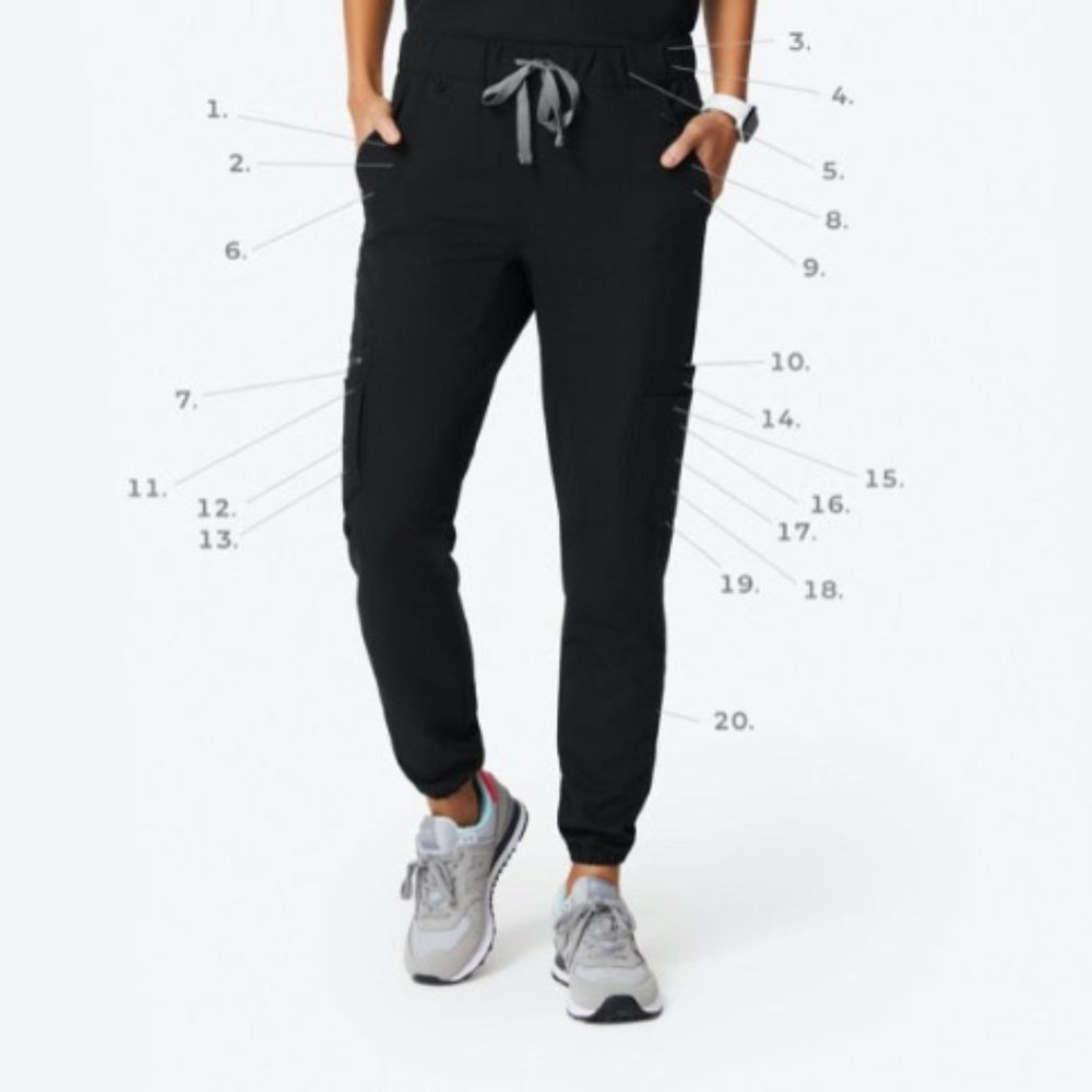 Figs Mens 20-Pocket Cargo Scrub Pants Black (M)